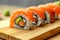 Delicious Sushi Rolls with Fresh Salmon and Avocado