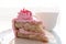 Delicious and sweet pink cake for Valentine or birthday. Home baking concept ready to eat