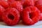 Delicious, sweet red raspberry. Juicy scarlet berries of fresh r