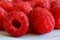 Delicious, sweet red raspberry. Juicy scarlet berries of fresh r