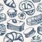 Delicious Sweets - monochromatic hand drawn seamless pattern