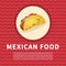 Delicious taco poster. Cute colored picture of traditional mexican food. Graphic design elements for menu, poster, brochure.