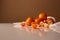 Delicious tangerines on a glossy white table