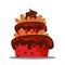 Delicious three tier cake flat vector illustration