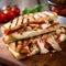 Delicious Toasted Chicken Panini. Generative AI