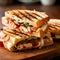 Delicious Toasted Chicken Panini. Generative AI