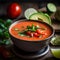 Delicious tomato soup. Food photography.