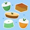 Delicious traditional Indonesia cakes snacks sticker set collection vector design