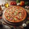 delicious traditional italian pizza in a rustic setting