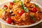 Delicious traditional pasta spaghetti with meatballs, eggplant i