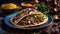 Delicious traditional taco dinner onion on tasty lunch plate cook prepared ingredient