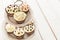 Delicious Valentine Day Chocolate Cupcakes with Beautiful Decoration on Light White Wooden Background, Horizontal