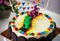Delicious vanilla cake for children birthday party