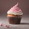 Delicious vanilla and strawberry cupcake with pink frosting on top Generative AI