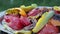 Delicious vegetables cooked on the grill are on the plate