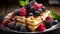 Delicious waffles topped with tempting berries an irresistible sweet treat to indulge in