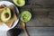 Delicious wholewheat toast with guacamole, avocado slices. Mexican cuisine. Healthy food, snack. Breakfast. Wooden rustic table