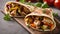 A delicious wrap with chicken, vegetables and herbs