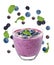 Delicious yogurt with berries and mint on background