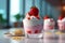 Delicious yogurt with strawberries, healthy breakfast