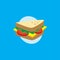 Delicious yummy sandwich for breakfast cartoon theme