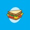 Delicious yummy sandwich for breakfast cartoon theme