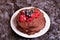 Deliciouse chocolate pancake with currant