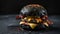 Deliciously Dark: Indulge in the Black Craft Burger with Cheese and Bacon