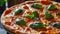 Deliciously Fresh: Savoring a Margherita Pizza with Basil Perfection in a Gas Oven -