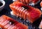 Deliciously prepared Japanese high quality sushi fish with wasabi, color and texture of meat, Japanese restaurant