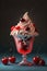 Deliciously Sweet Cherry Dessert with Whipped Cream, Berries and Glass, AI Generative