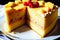 Deliciously Sweet Pineapple Cake Slice Tempting Your Taste Buds.AI Generated