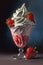 Deliciously Sweet Strawberry Dessert with Whipped Cream, Berries in Glass, AI Generative