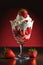Deliciously Sweet Strawberry Dessert with Whipped Cream, Berries in transparent Glass, AI Generative