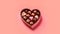 Delight your senses with heart shaped candies in a charming box on a pink background