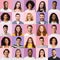 Delighted multiracial men and women cheerfully smiling at camera, collage