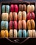 delightful array of colorful macaroons up close.