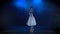 Delightful ballerina in white tutu performing classical ballet. Slow motion.
