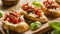 Delightful Bruschetta: Indulge in Stracchiatella Cheese and Sun-dried Tomatoes ( )