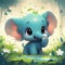 delightful cartoon elephant with an infectious grin and lively eyes japanese cute manga style by AI generated