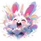 delightful cartoon illustration of a joyful bunny japanese cute manga style by AI generated
