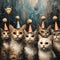 A delightful cat party with tasty birthday treats.