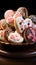 Delightful confections Heart shaped glazed cookies adorned with flower patterns on a wooden stand