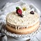 Delightful Cream Cake with Berries and White Blooms