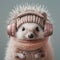 a delightful hedgehog sporting furry ear muffs