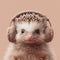 a delightful hedgehog sporting furry ear muffs