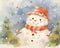 Delightful Illustration from a Children\\\'s Book Featuring a Happy Snowman in a Snow Storm