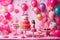 A delightful image capturing the essence of a kids\\\' birthday celebration with a Barbie theme.