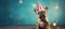 In this delightful image, a dog dons a party hat, creating a playful atmosphere as it extends a heartwarming birthday