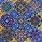 Delightful pattern with mandalas and stylized flowers in retro style. Seamless print for fabric or collection of ceramic tiles